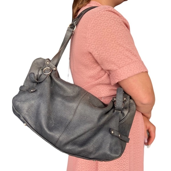 FURLA Black Pebbled Leather Shoulder Bag